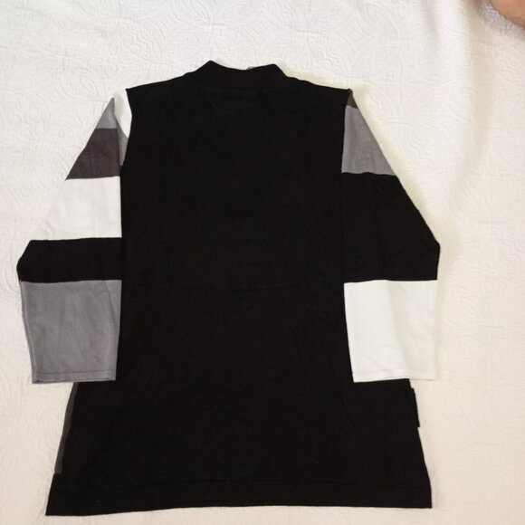Carol Rose Tunic Sweater Size L Colorblock Long-Sleeve With Gold Zipper Womens - Picture 5 of 8